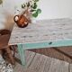 Table basse de ferme en bois piétement vert