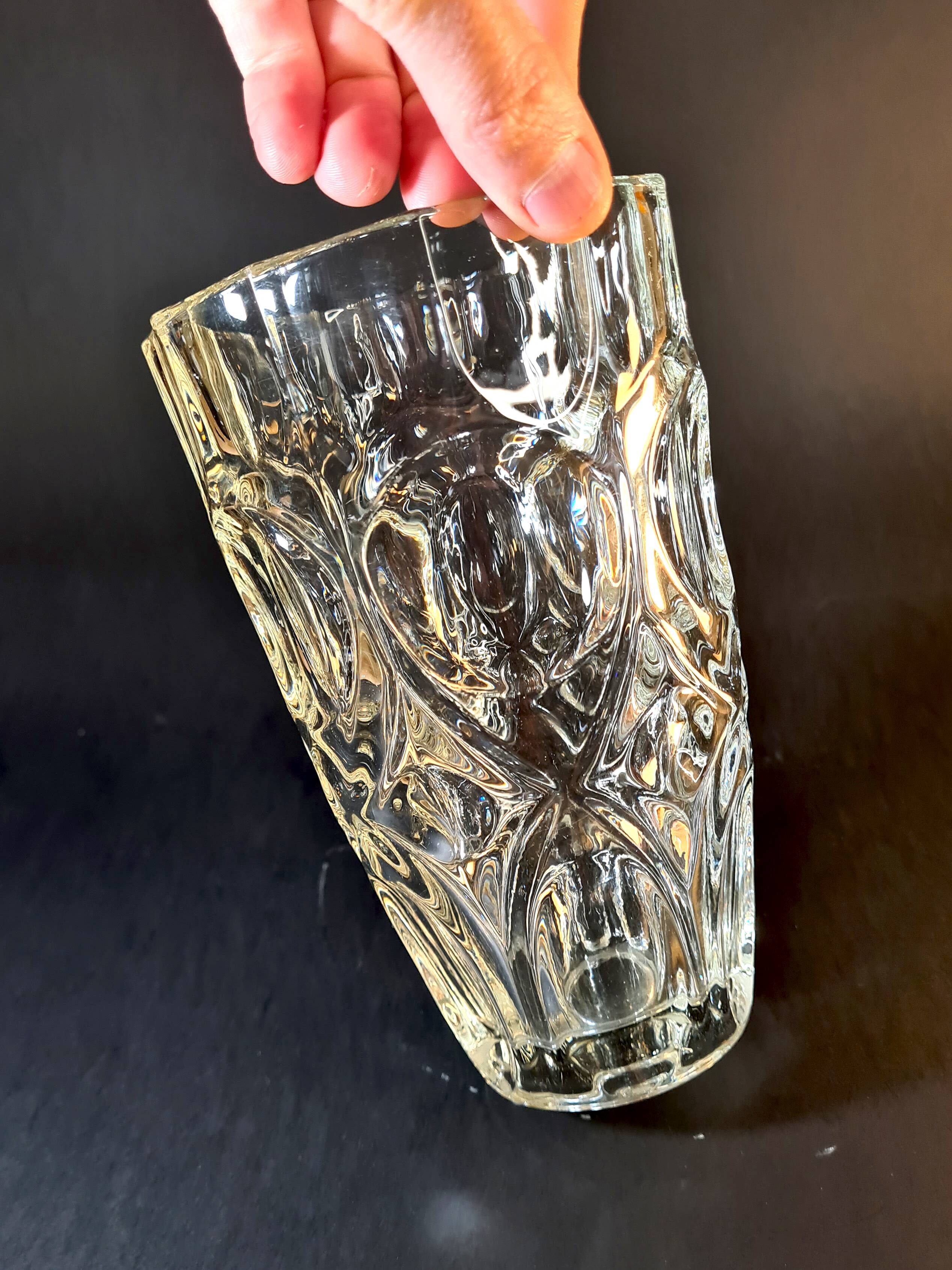 Pair of vintage 70s sculpted glass vases