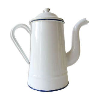 Cafetière émail blanc et marine