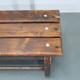 1970s Pine Tree Bench with Iron Base, Czechoslovakia