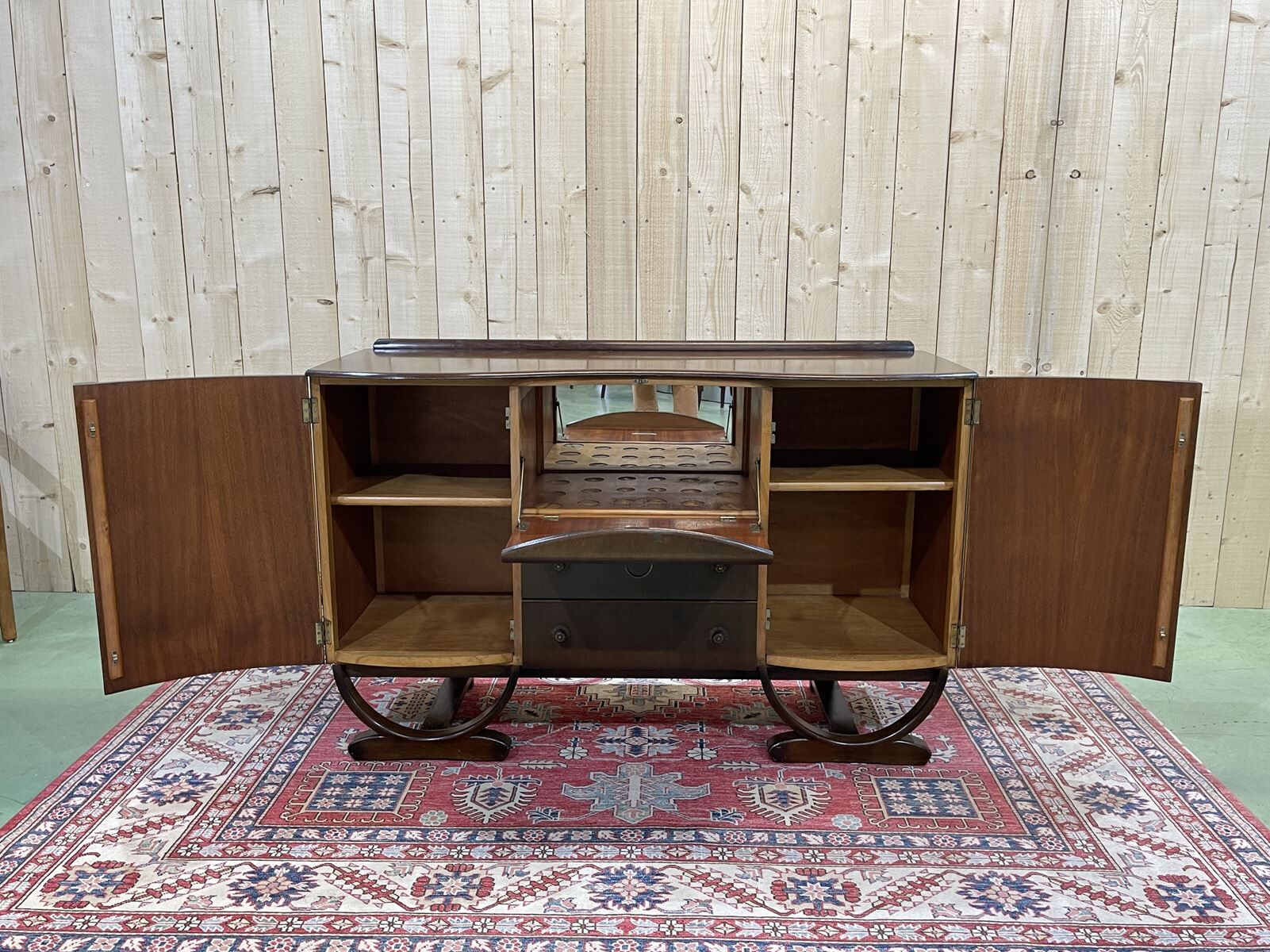 English art deco oak bar