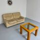 Old 2-seater beige leather sofa designed by Carl Larsson De Sede, vintage 80s