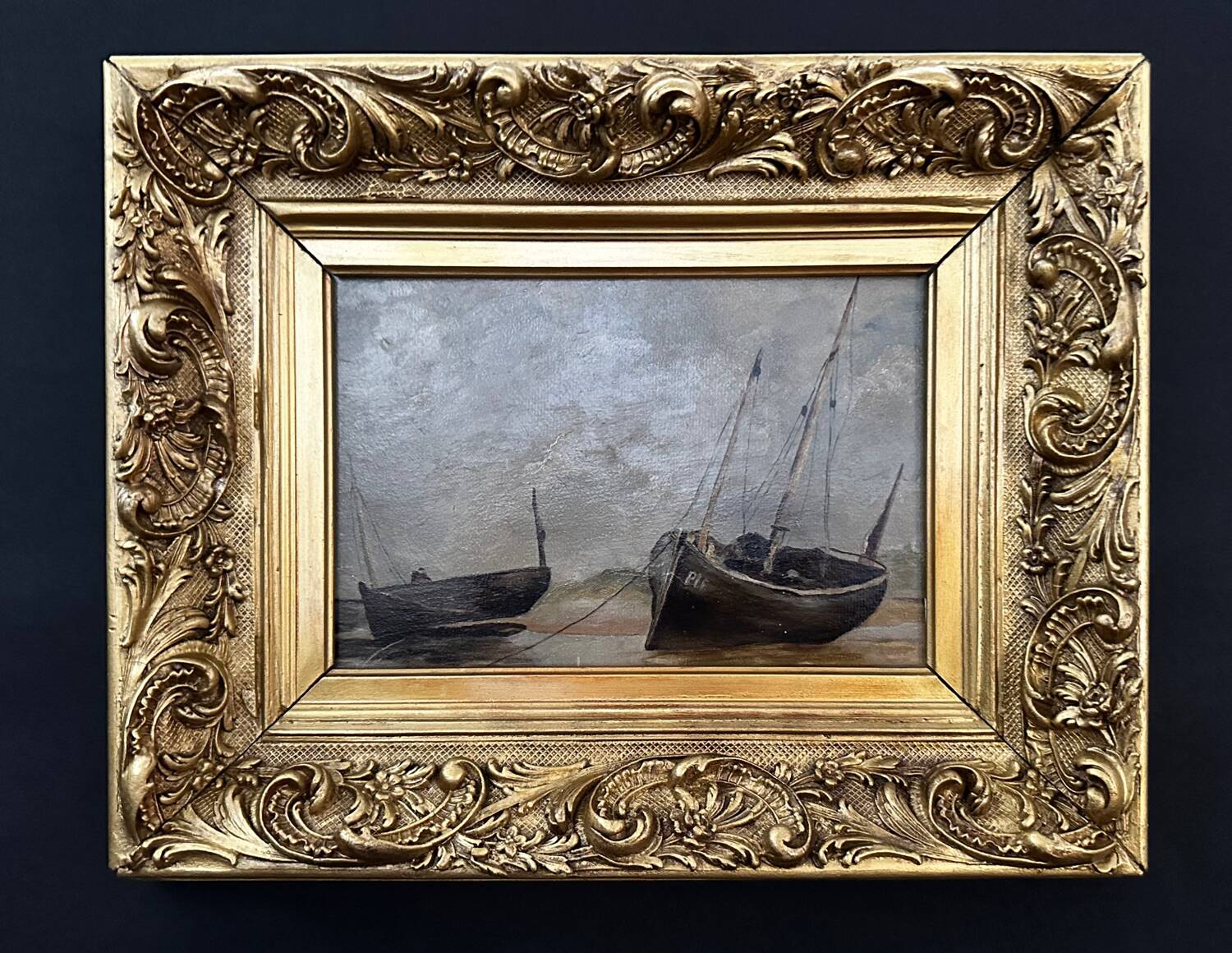Oil painting on wood with its restored Rocaille frame - Paris