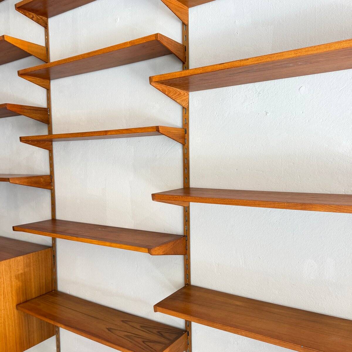 Large modular teak wall system by Kai Kristiansen, Denmark, 1960s