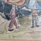 Henri Epstein (1891-1944) - Watercolor on paper - Beach scene - Signed