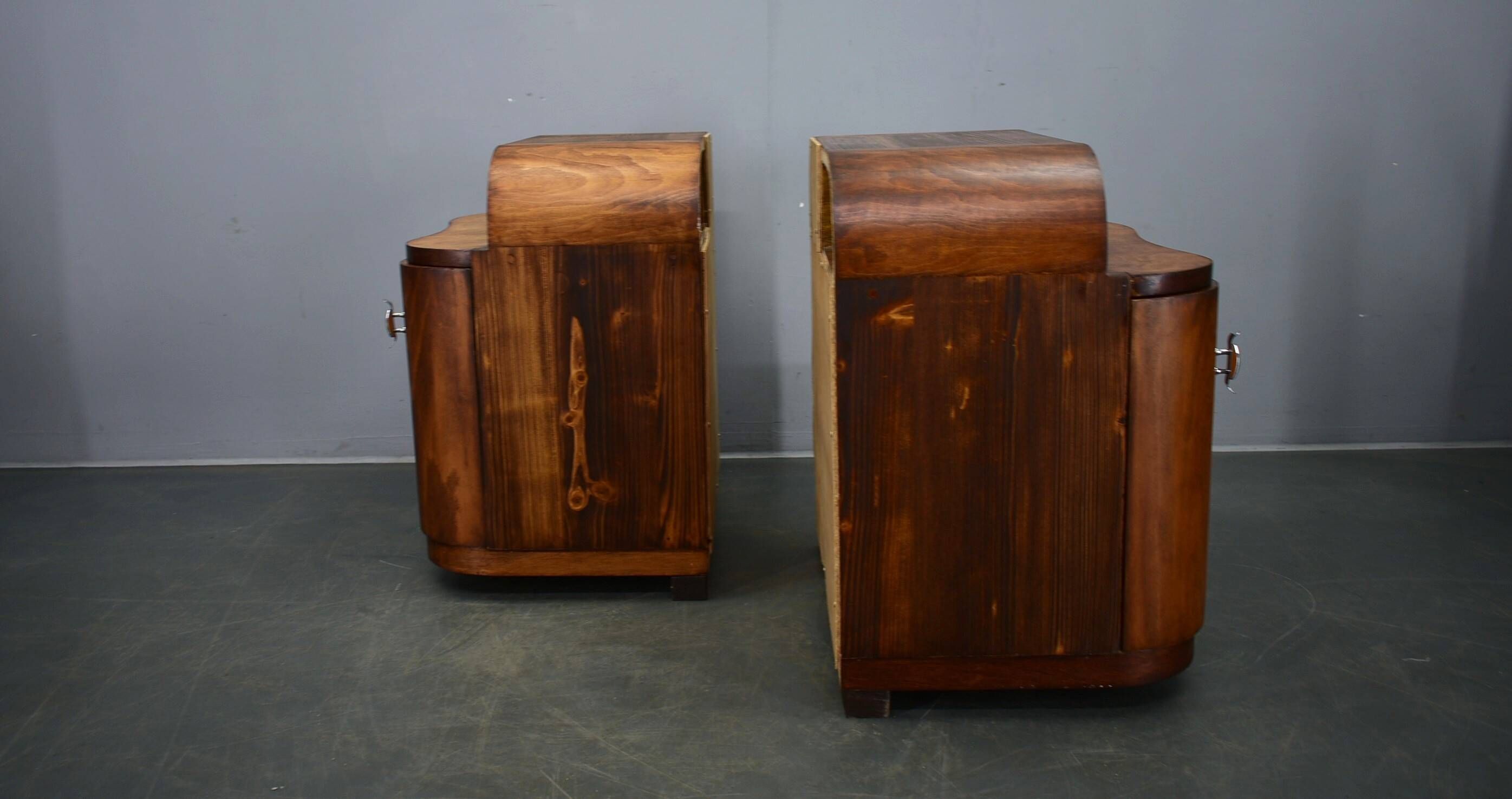 1939s Pair of Art Deco Bedside Tables, Czechoslovakia