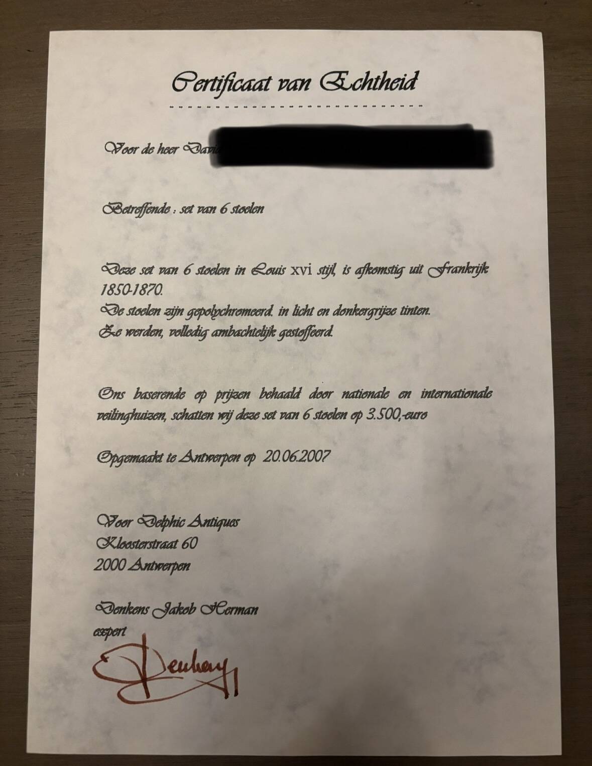 Dining table with 6 chairs