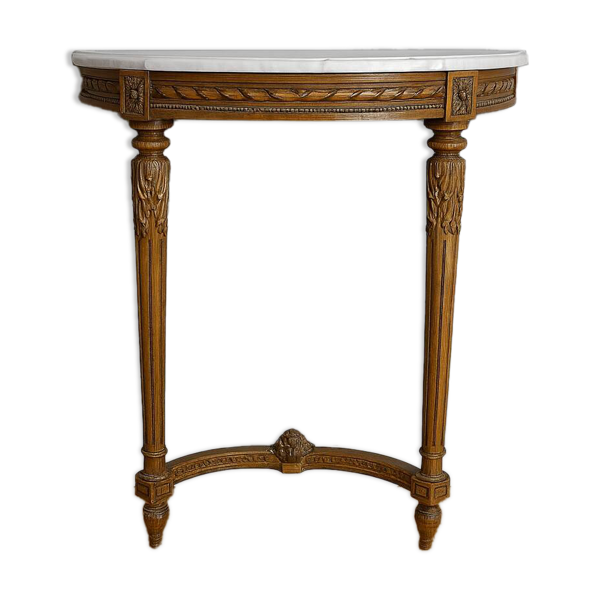 Console demie lune de style Louis XVI en bois sculpté
