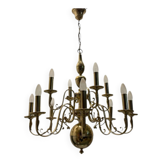 Large Brass Chandelier 12 Lights 1980’s