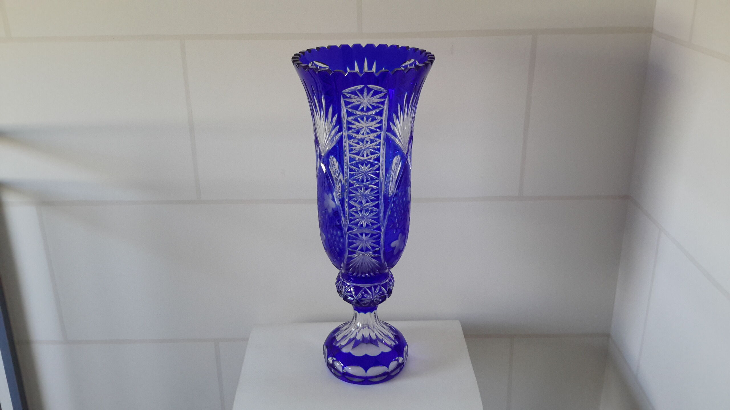 Large hand-cut Lorraine Crystal Vase