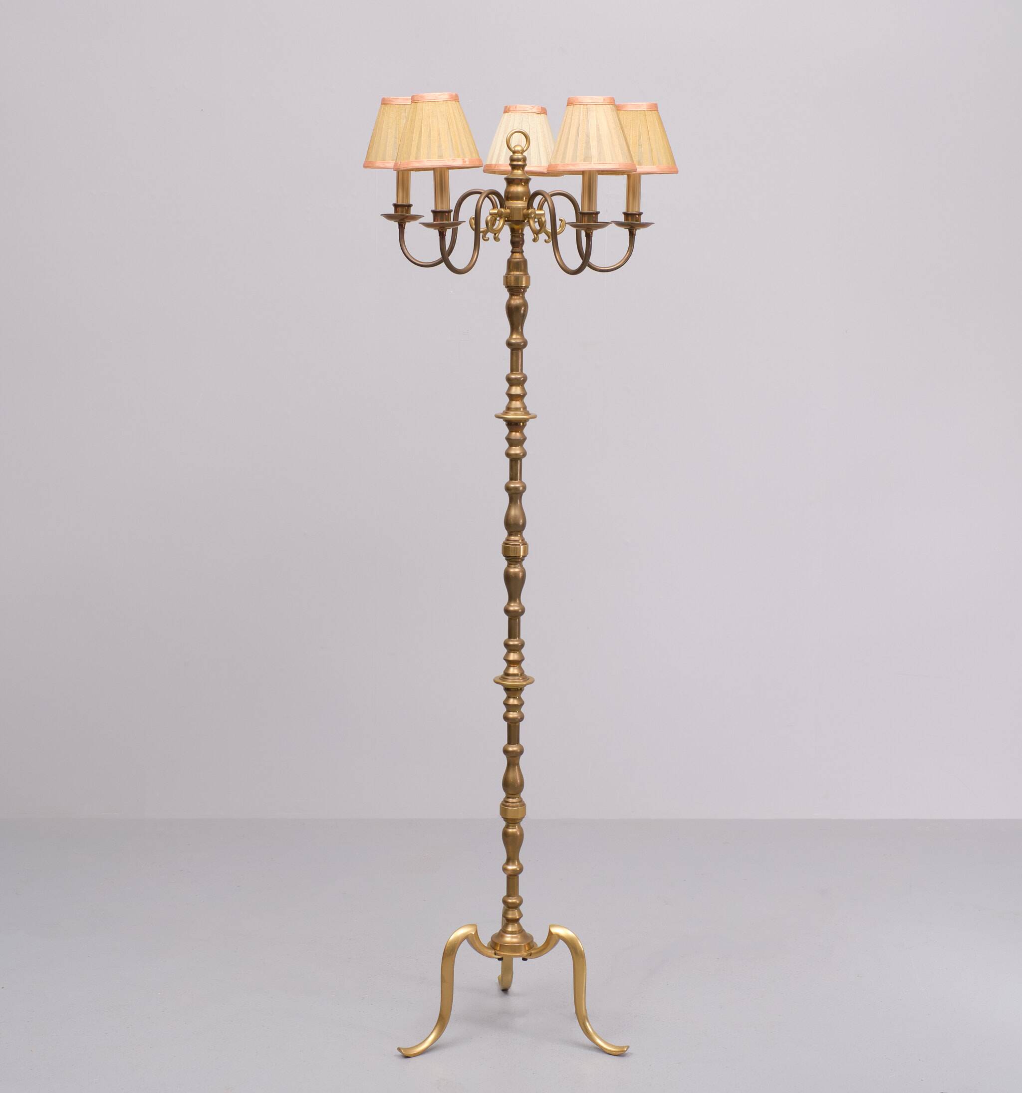 Lucien Gau style brass floor lamp 1960s france