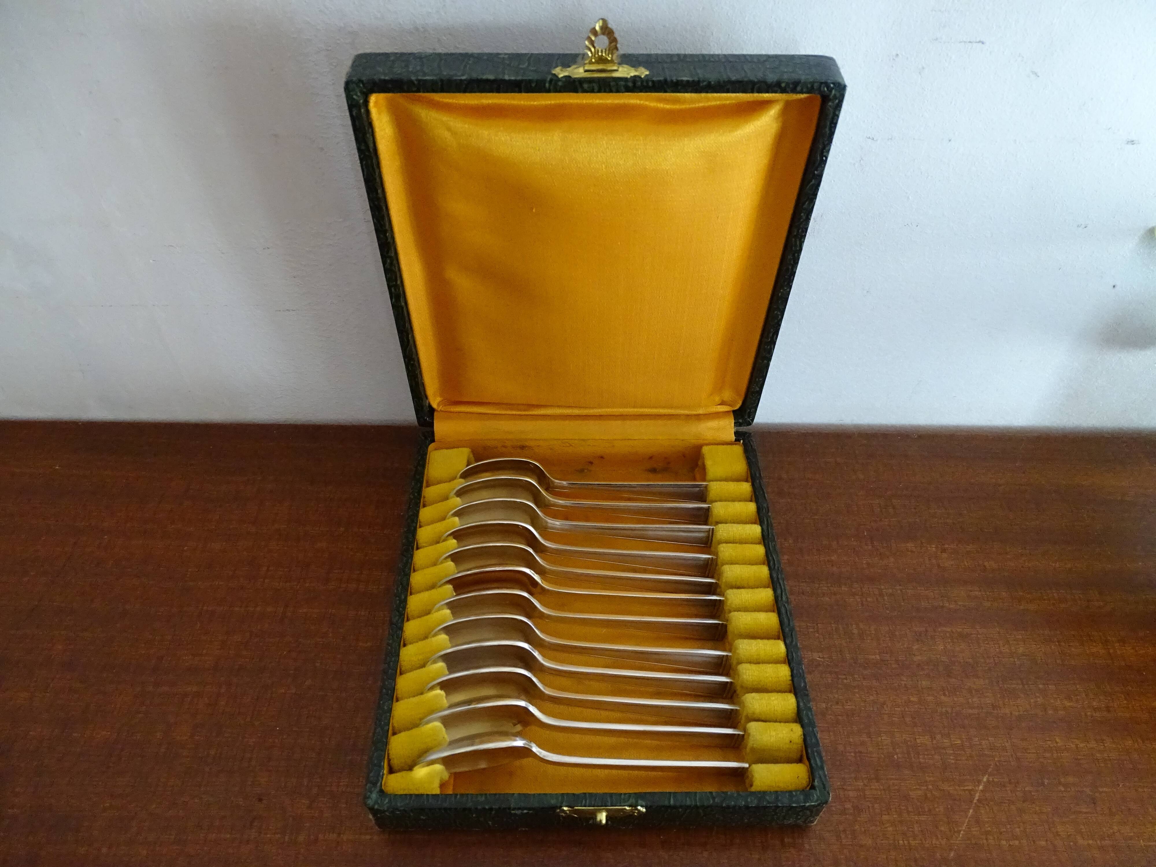 12 teaspoons Ravinet denfer silver metal Art Deco 10 cm