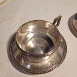 Duo of chocolate cups in silver metal