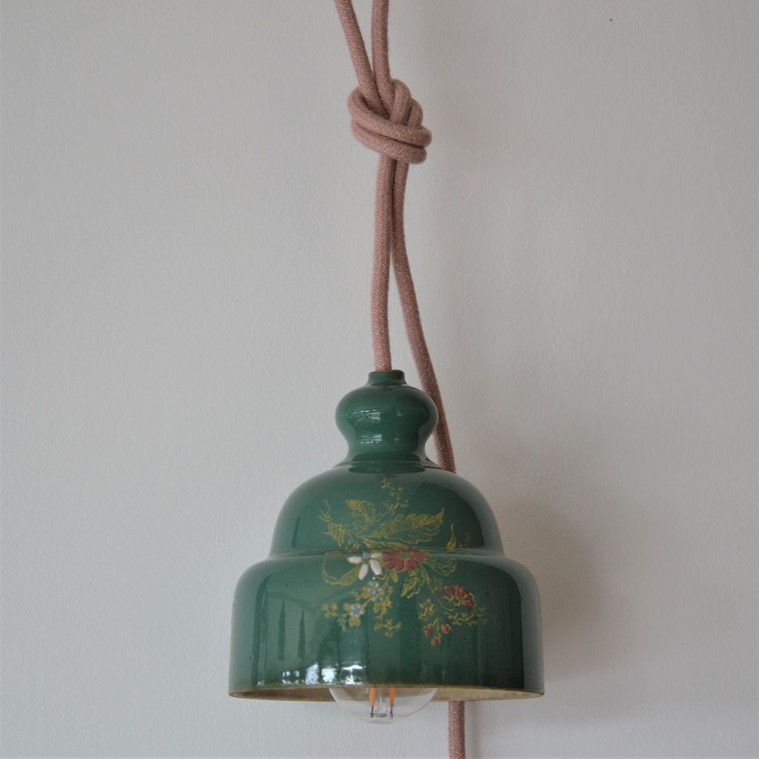 Green ceramic hanging lamp