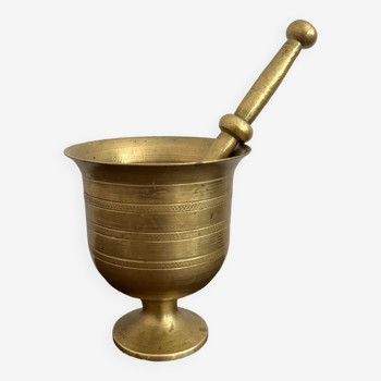 Brass mortar and pestle stand