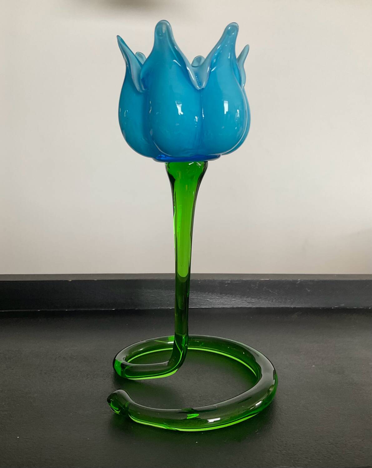 Vintage Murano flower candle holder in glass paste