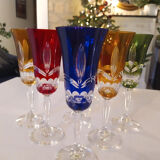 Champagne flutes in colored Nancy crystal