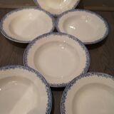 Series of 8 hollow plates in Sarreguemines earthenware model Fontanges