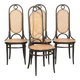 Set of 4 original vintage Thonet design webbing chairs model Long John