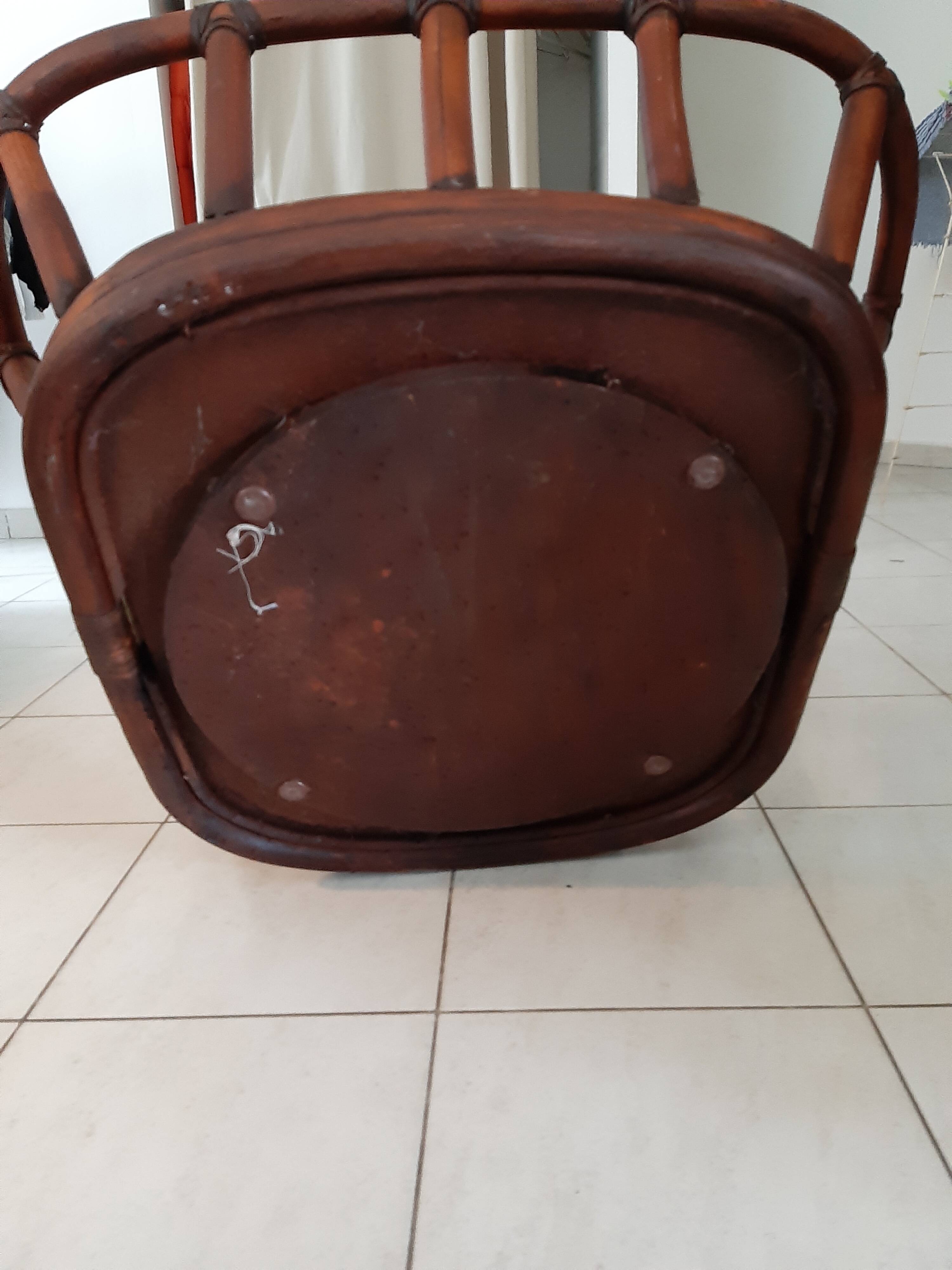 Rattan armchair from the 60s by Maugrion, Basset model