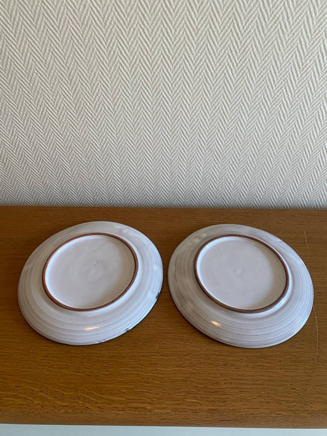 Vintage plates with thistle decor