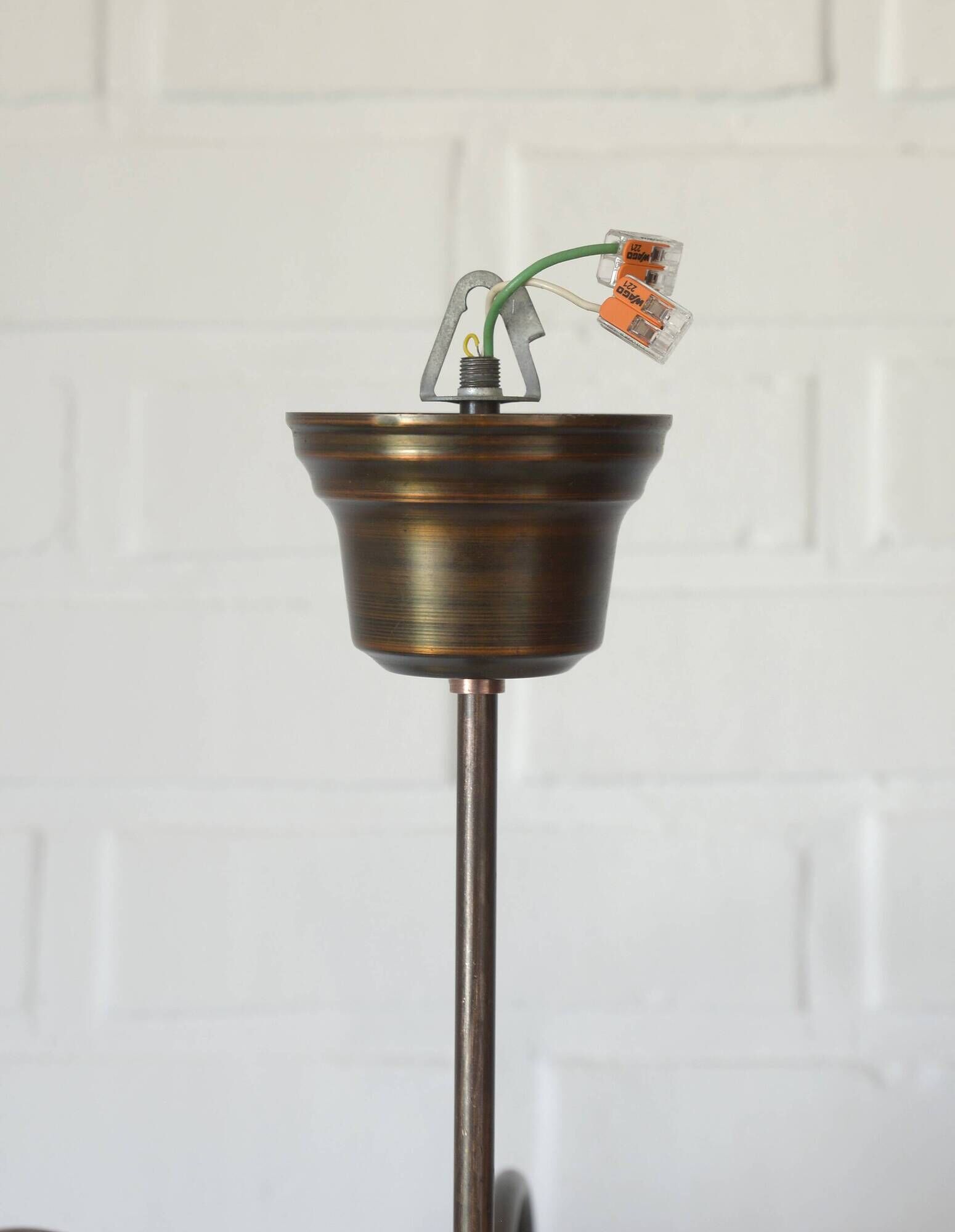 Large Mid Century Chandelier / Vintage Copper Gooseneck Pendant Light / Space Age / Yugoslavia 80's