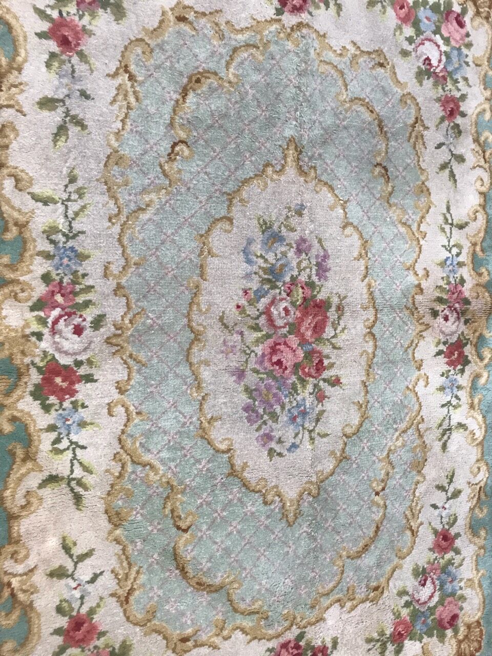 French carpet savonnerie Aubusson handmade 140x202 cm