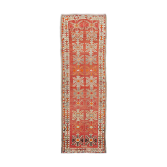 Handmade antique oriental red runner rug 105 cm x 313 cm