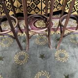 3 curved wooden bar stools