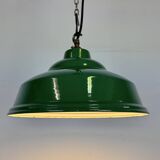 Industrial British Green Enamel Factory Pendant Lamp, 1960s