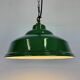 Industrial British Green Enamel Factory Pendant Lamp, 1960s