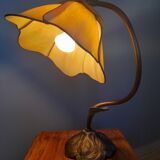 Table lamp bronze and stained glass, Tiffany style, 1991