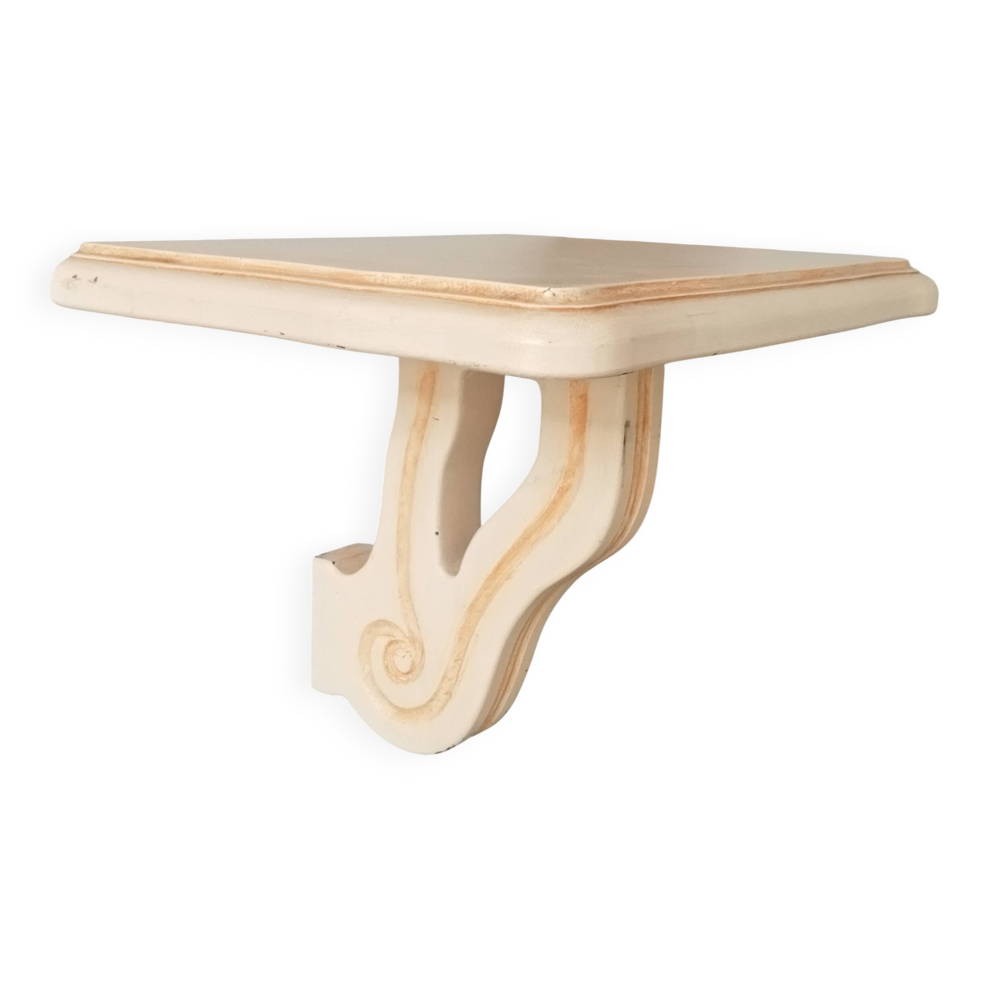 Vintage solid oak wall-mounted console shelf