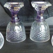 2 antique glass bonbonnières in the shape of pine cones.