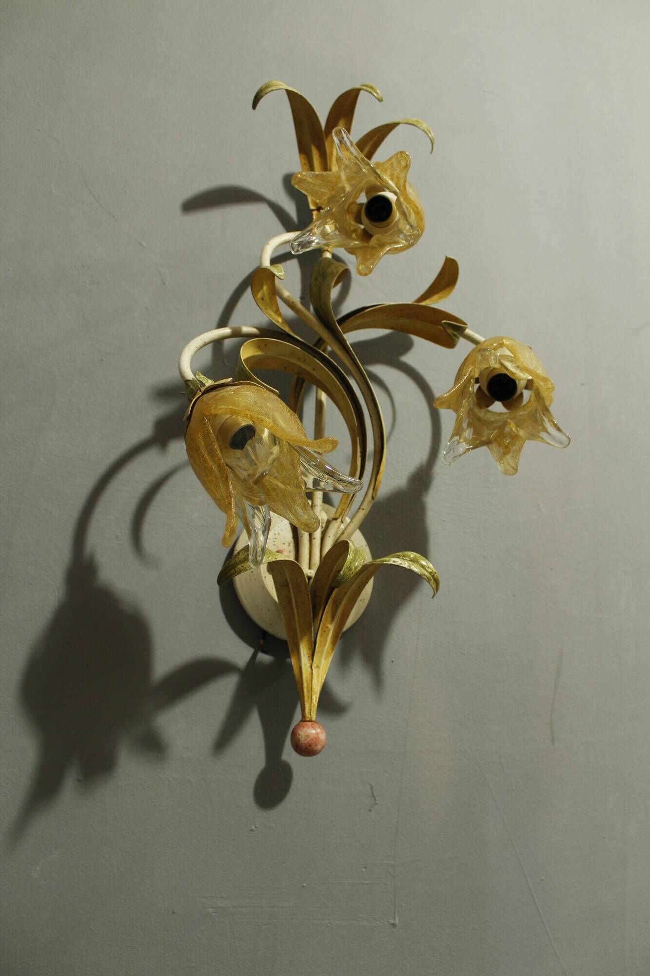 Appliques Florenz en fer et en verre de Murano
