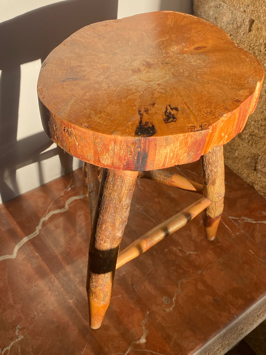 Raw wooden stool