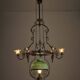 Antique adjustable height chandelier with original glasswork and brass detailing