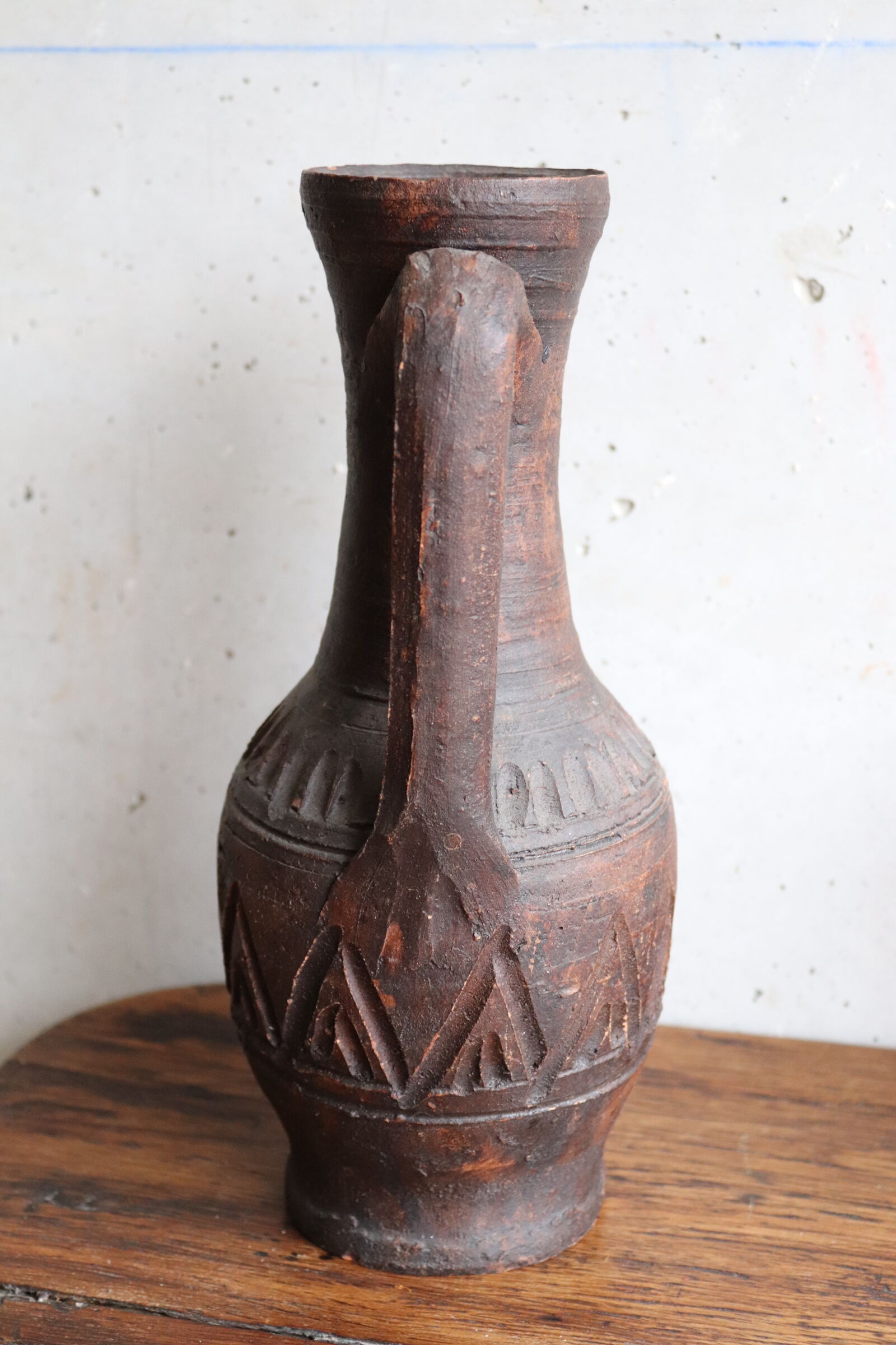 Terracotta amphora vase