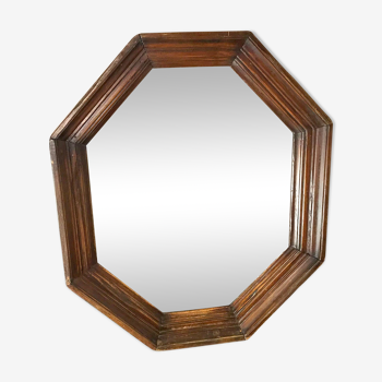 Old octagonal oak mirror