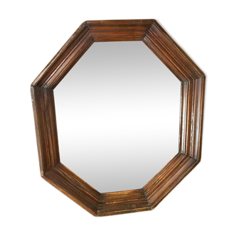 Old octagonal oak mirror