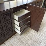 Brutalist sideboard attributed to De Coene, 1970s
