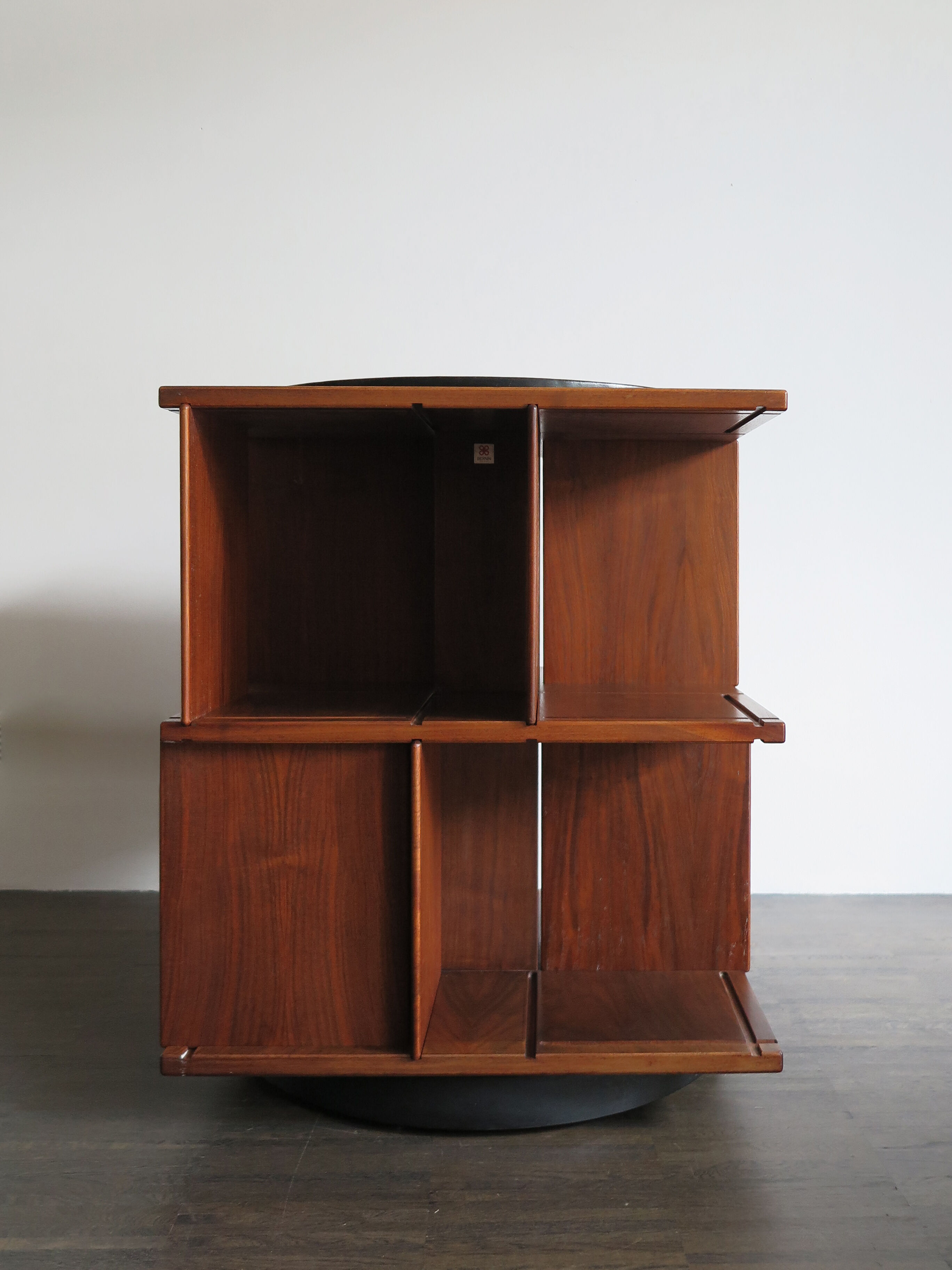 Gianfranco Frattini for Bernini italian wood leather swivel bookcase 1960s