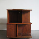 Gianfranco Frattini for Bernini italian wood leather swivel bookcase 1960s