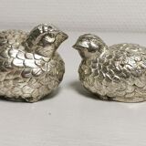 Set Salt + Pepper + Vintage mustard in the shape of birds / quails DLG Mauro Manetti
