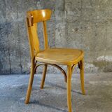 Vintage wood-curved bistro chair 1960