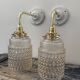 Pair of vintage electrified glass wall lamps