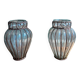 Paire de vases vénitiens en verre soufflé et fer forgé