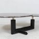 Sculptural coffee table in granite and wood, Italy 1980s.