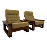 Lot 2 fauteuils large réglable en pin design scandinave Christer Lundén Suède années 70 vintage