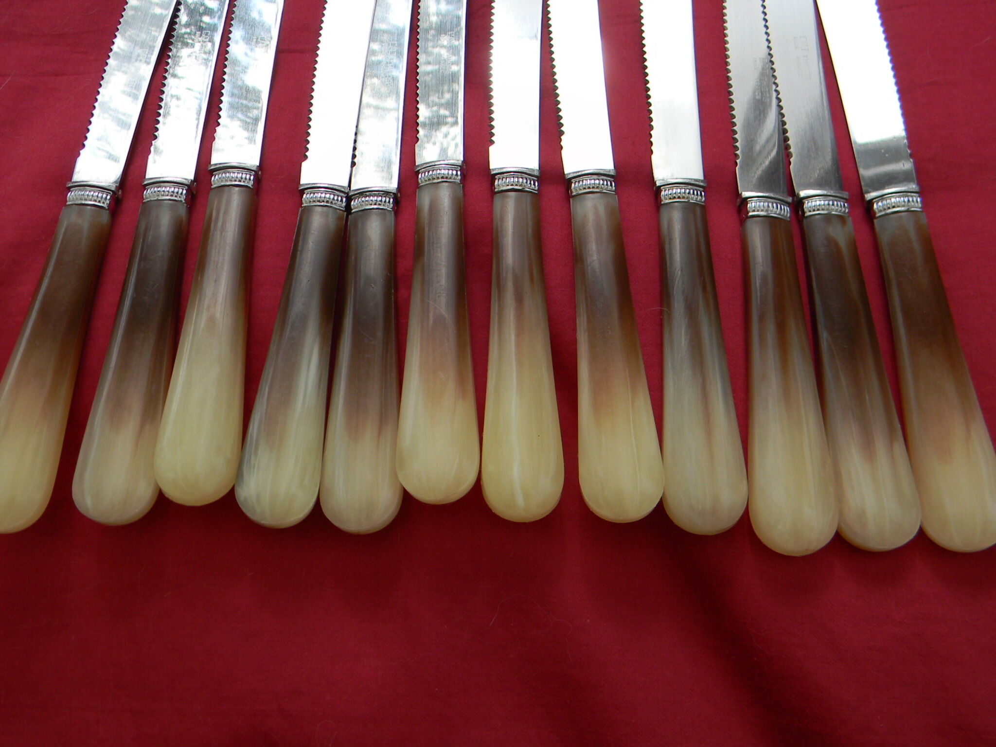 Set of 12 vintage meat knives stainless steel blade